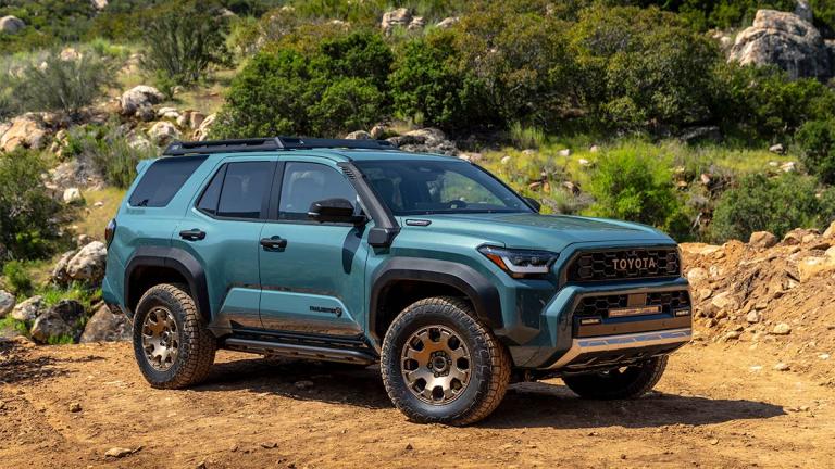 2025 Toyota 4Runner TrailHunter parked on rocky roads.